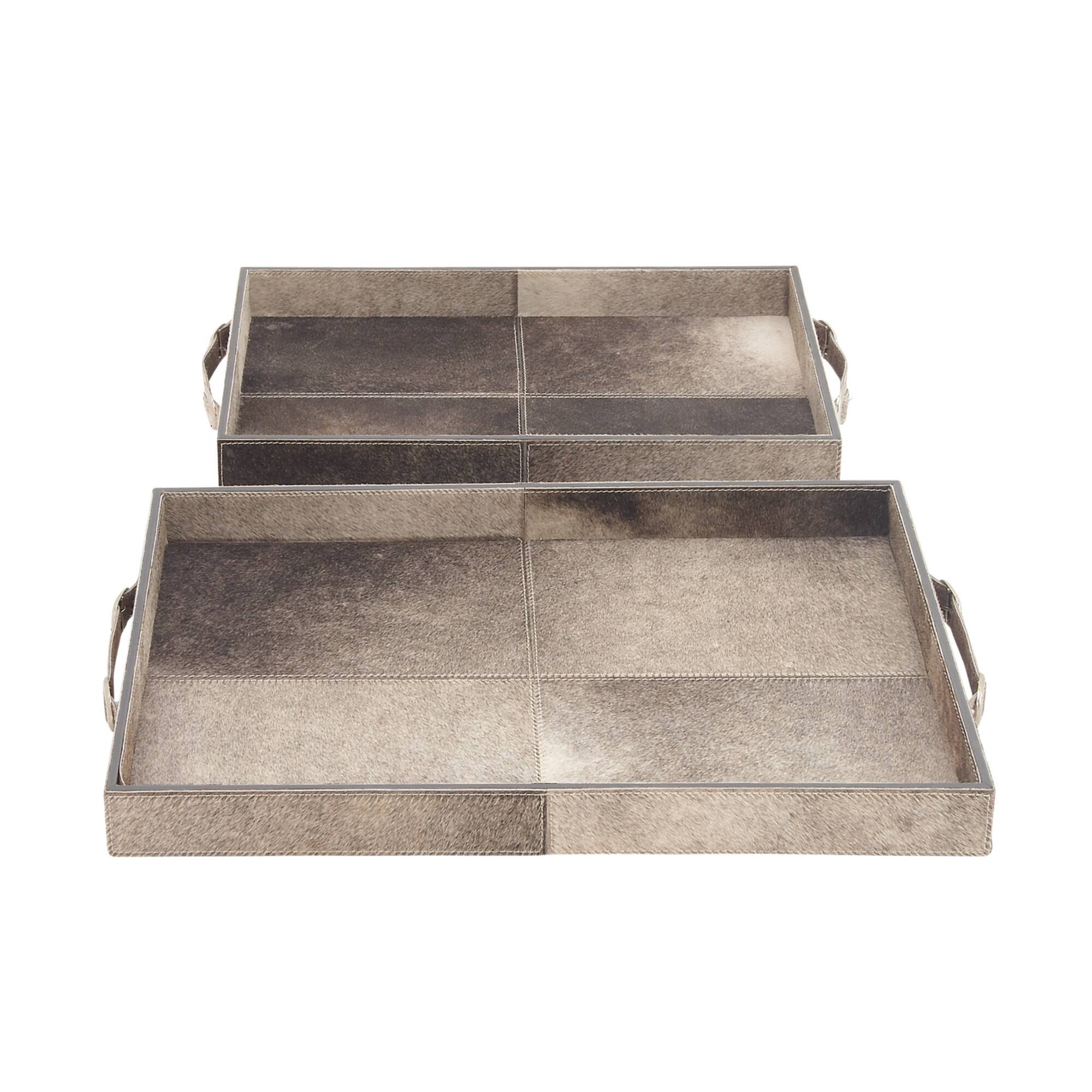 Gray Wood Traditional Tray Set
